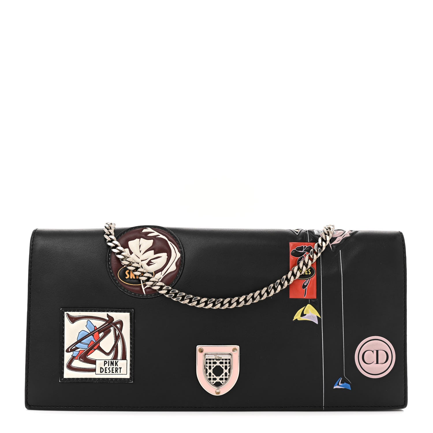 Christian Dior Calfskin Paradise Diorama Croisiere Chain Wallet Black 1 of 15