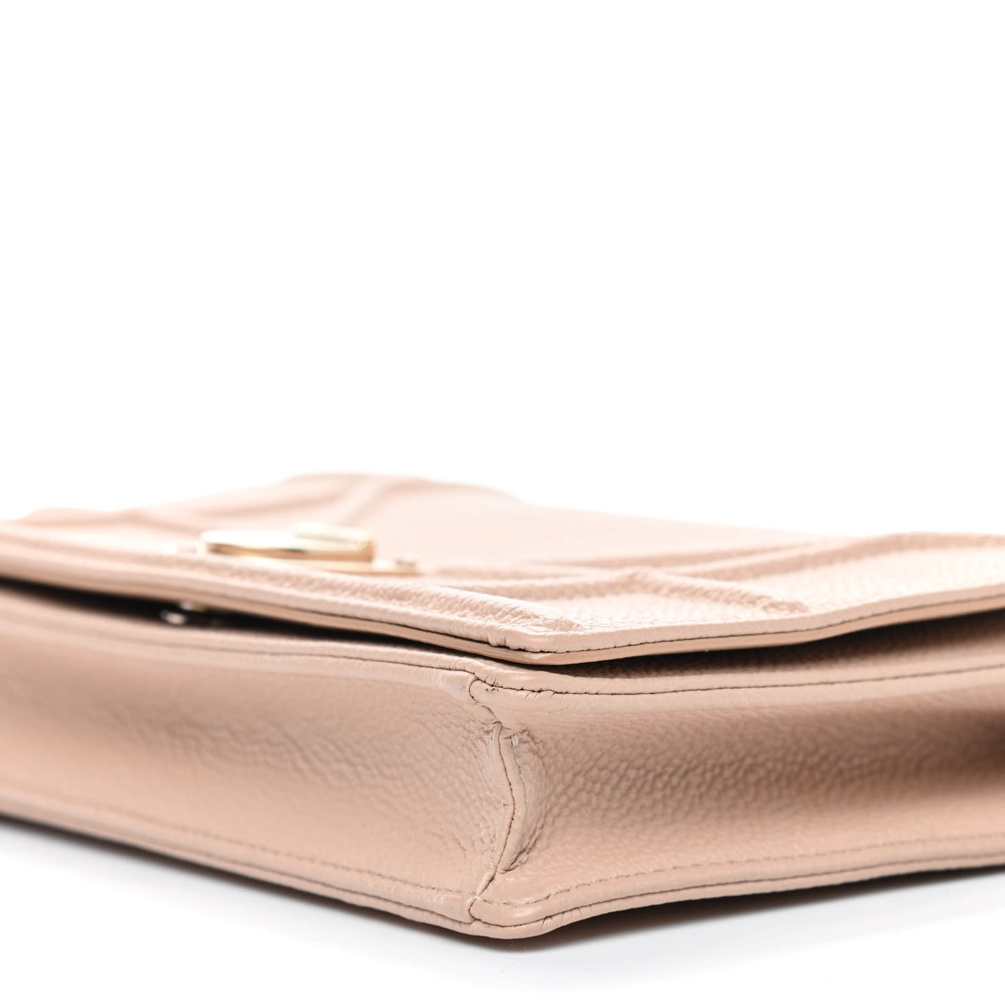 Grained Calfskin Diorama Wallet on Chain Pouch Nude