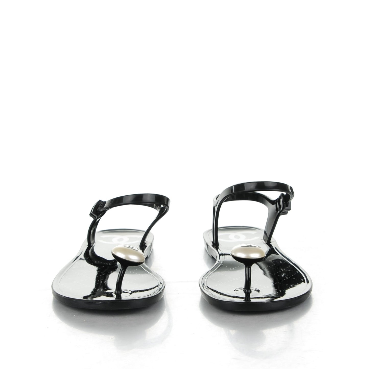 PVC CC Pearl Thong Sandals 37 Black