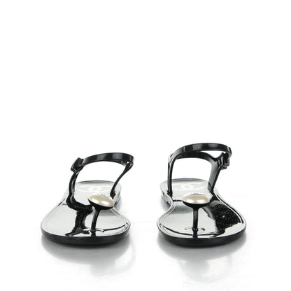 Chanel PVC CC Pearl Thong Sandals 37 Black 2 of 7