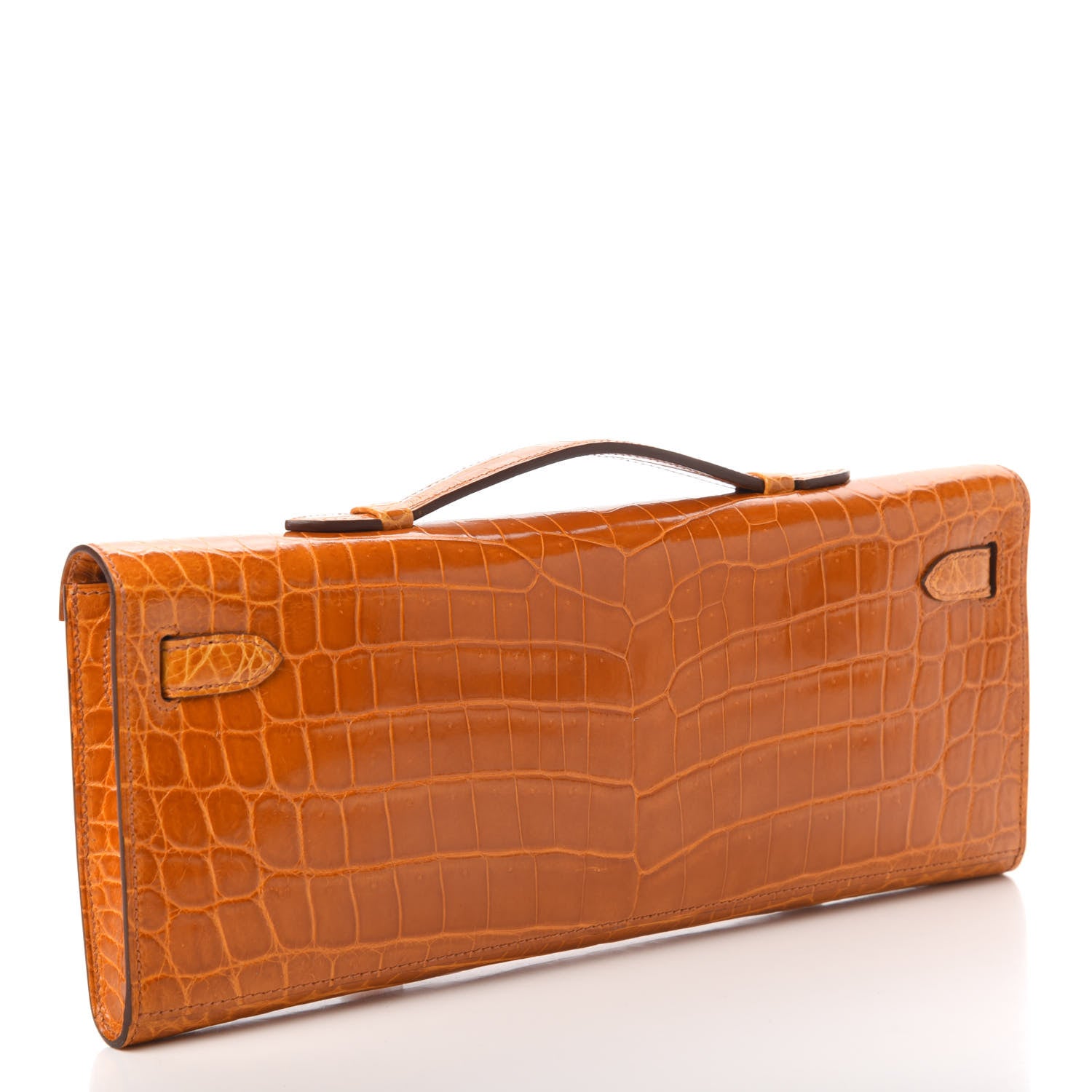 Hermes Shiny Niloticus Crocodile Kelly Cut Pochette Pain D'Epice 2 of 22