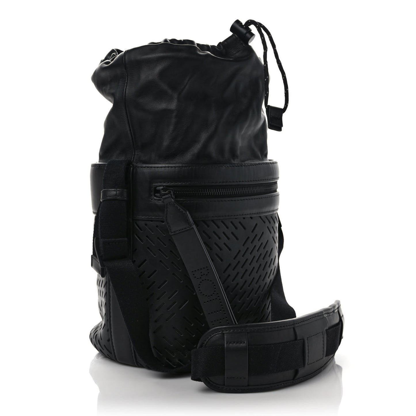 Perforated Calfskin Bucket Bag Black