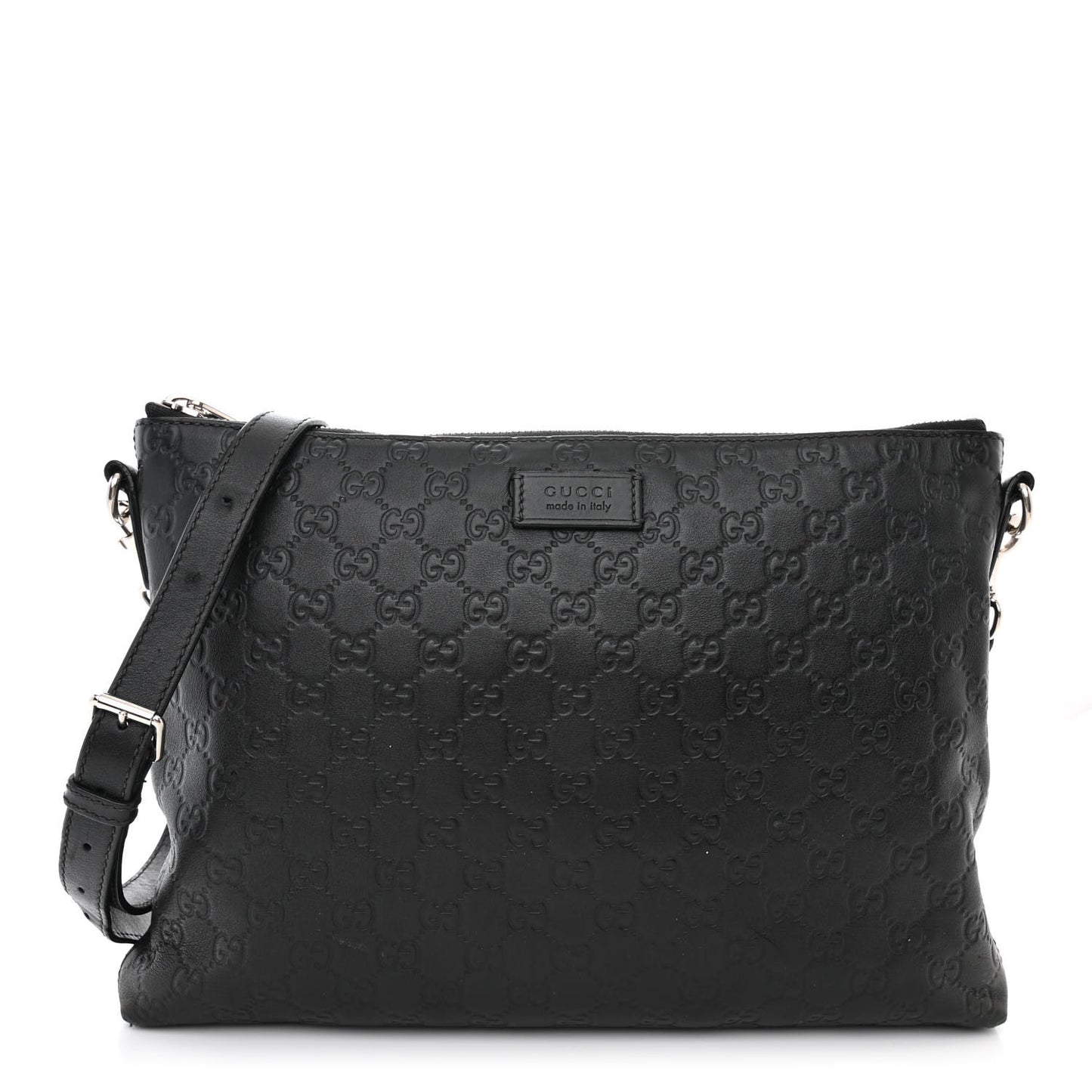 Guccissima Medium Flat Messenger Bag Black