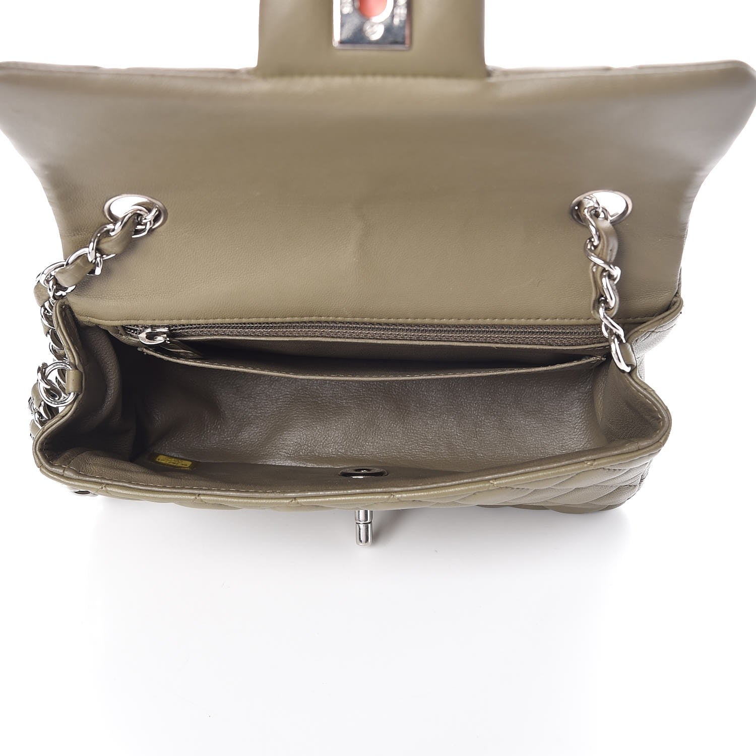 Chanel Lambskin Quilted Mini Rectangular Flap Khaki 5 of 16