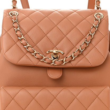 Chanel Calfskin Quilted Medium Duma Pockets Drawstring Backpack Dark Beige 8 of 10