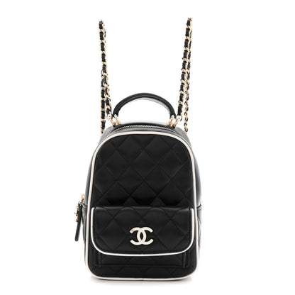 Chanel Lambskin Quilted Mini Backpack Black White 1 of 12