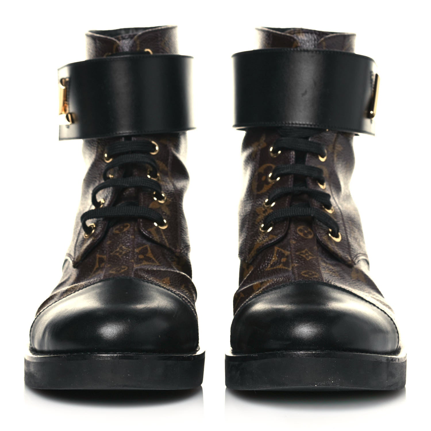 Louis Vuitton Monogram Calfskin Wonderland Flat Ranger Boots 40 Black 2 of 10
