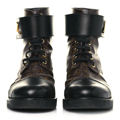 Louis Vuitton Monogram Calfskin Wonderland Flat Ranger Boots 40 Black 2 of 10