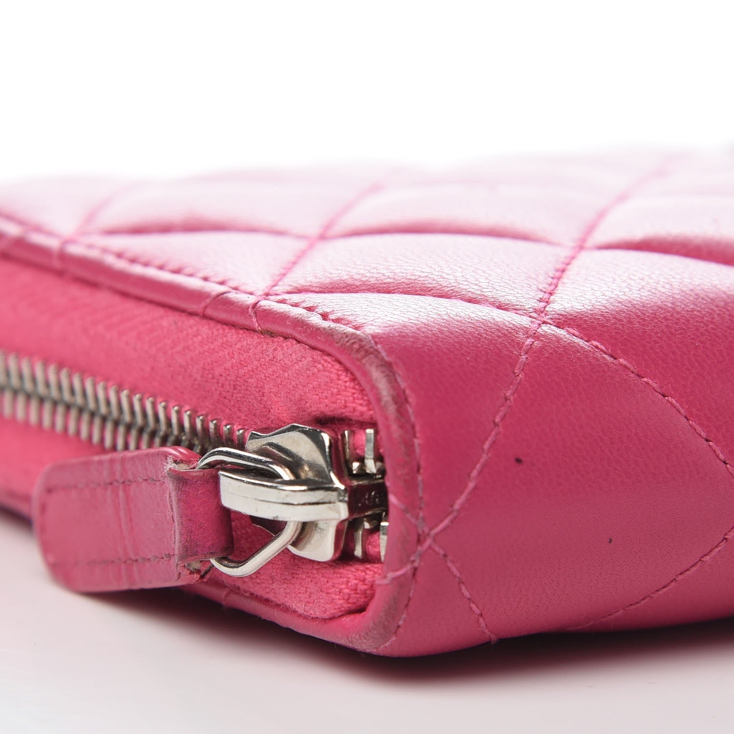 Chanel Lambskin Quilted Large Gusset Zip Around Wallet Pink 9 of 15
