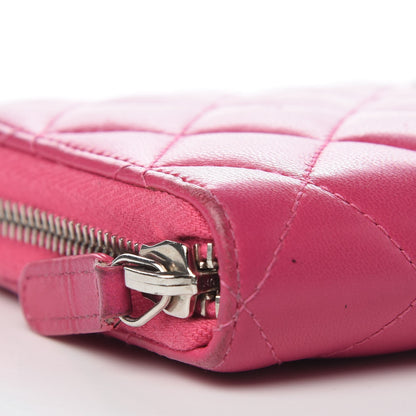 Chanel Lambskin Quilted Large Gusset Zip Around Wallet Pink 9 of 15