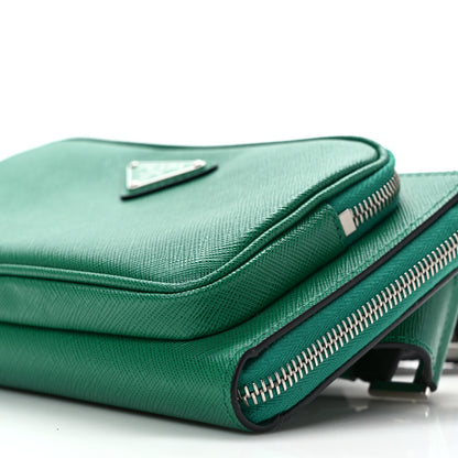 Prada Saffiano Travel Double Zip Belt Bag Mango 8 of 9