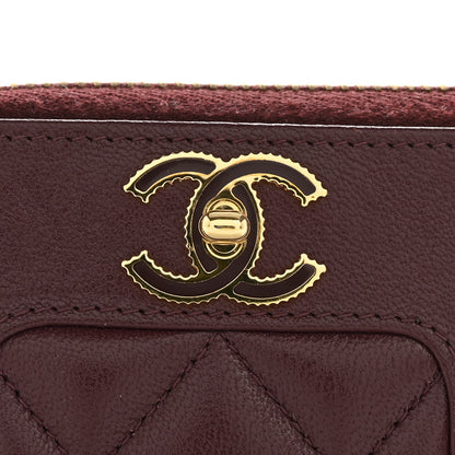 Chanel Sheepskin Quilted Mademoiselle Vintage Zip Coin Purse Dark Red 9 of 9
