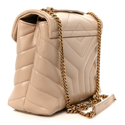 Saint Laurent Calfskin Y Quilted Monogram Small Loulou Chain Satchel Dark Beige 3 of 11