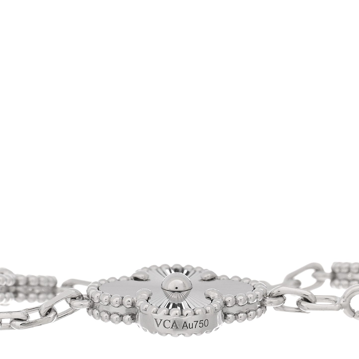18K White Gold 5 Motifs Guilloche Vintage Alhambra Bracelet