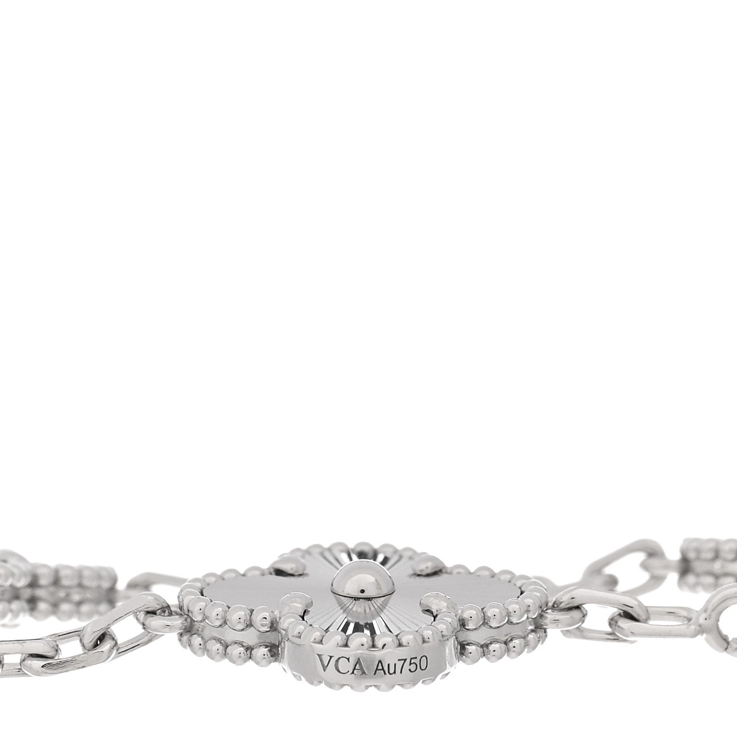 Van Cleef & Arpels 18K White Gold 5 Motifs Guilloche Vintage Alhambra Bracelet 3 of 4