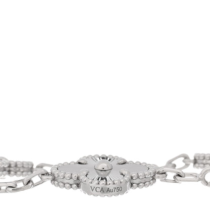 Van Cleef & Arpels 18K White Gold 5 Motifs Guilloche Vintage Alhambra Bracelet 3 of 4