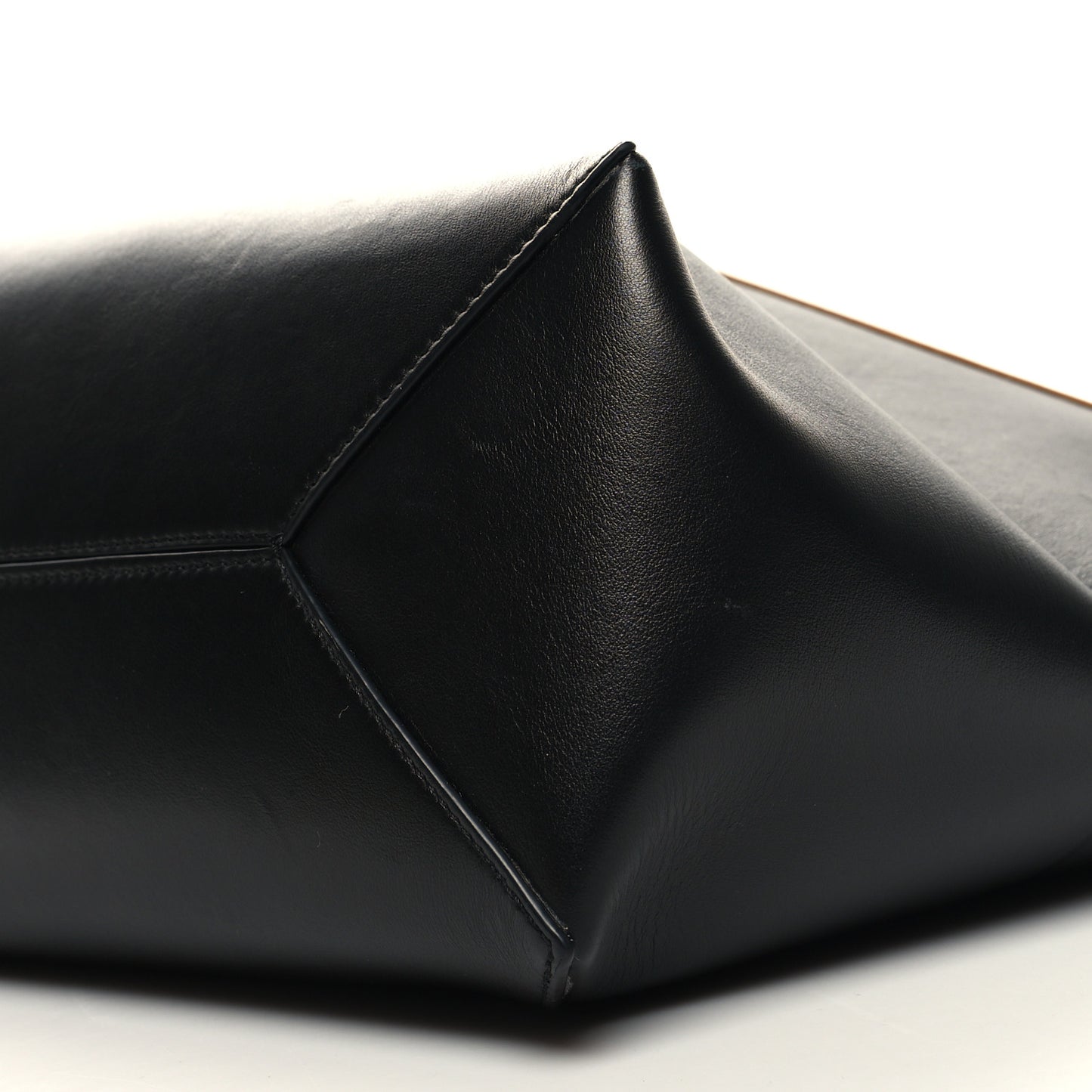 Shiny Calfskin Medium Puzzle Fold Tote Warm Desert Black