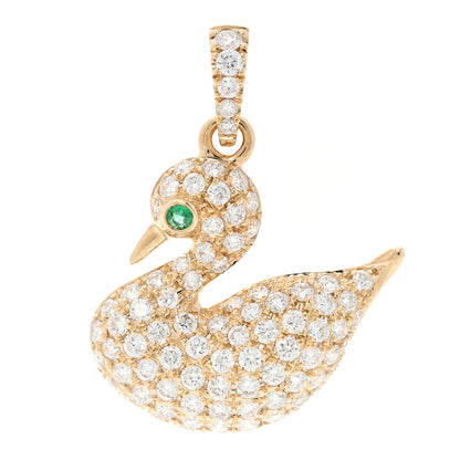 Anita Ko 18K Yellow Gold Diamond Emerald Swan Pendant 1 of 5