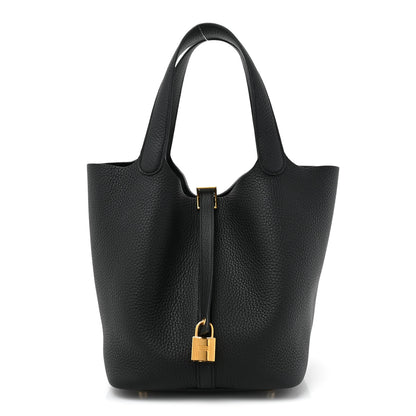 Hermes Taurillon Clemence Picotin Lock 22 MM Black 1 of 10