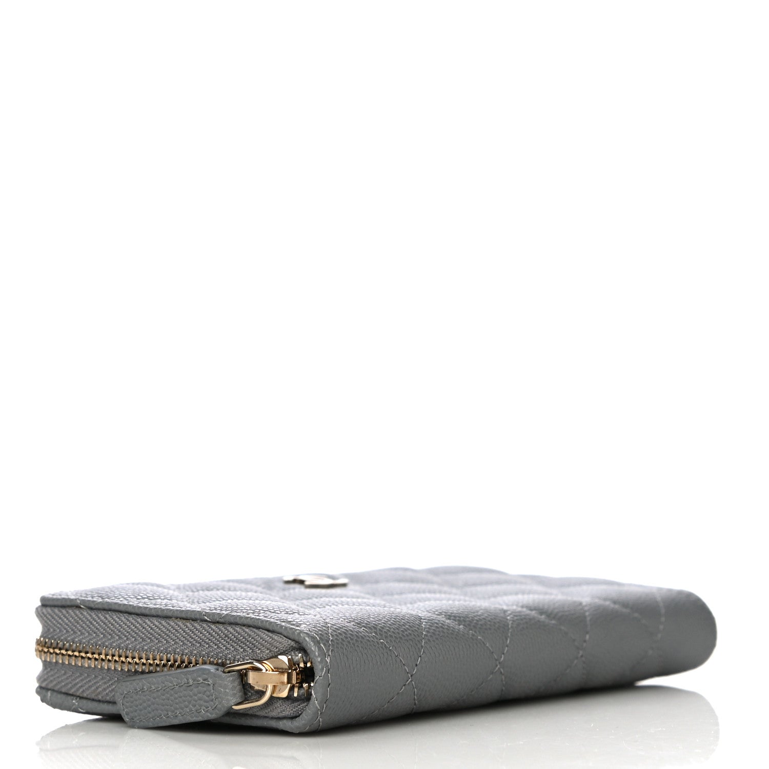 Chanel Caviar Quilted Small Gusset Zip Around Wallet Grey 4 of 12