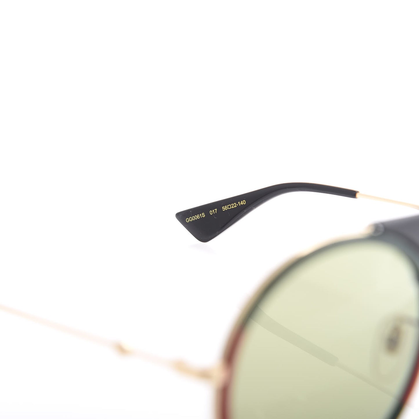 Round Frame Sunglasses GG0061S Gold Green