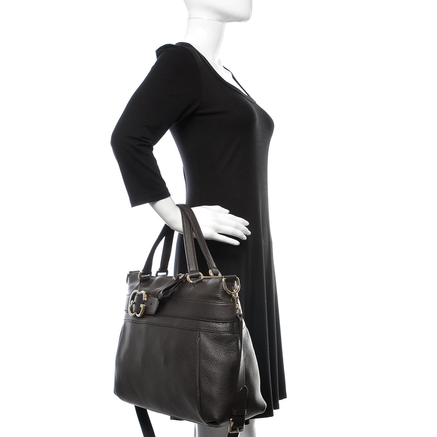 Pebbled Calfskin Broadway Tote Dark Brown