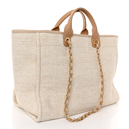 Chanel Canvas Medium Deauville Tote Light Beige 3 of 11