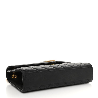 Saint Laurent Grain De Poudre Textured Mixed Matelasse Triquilt Medium Monogram Satchel Black 4 of 13