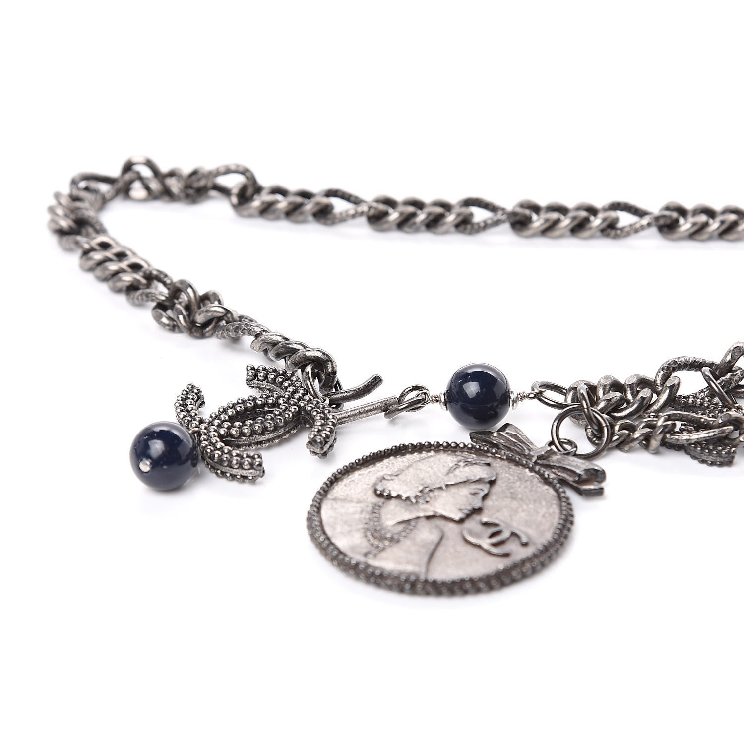 Chanel Bead Chain CC Medallion Belt Ruthenium 3 of 5