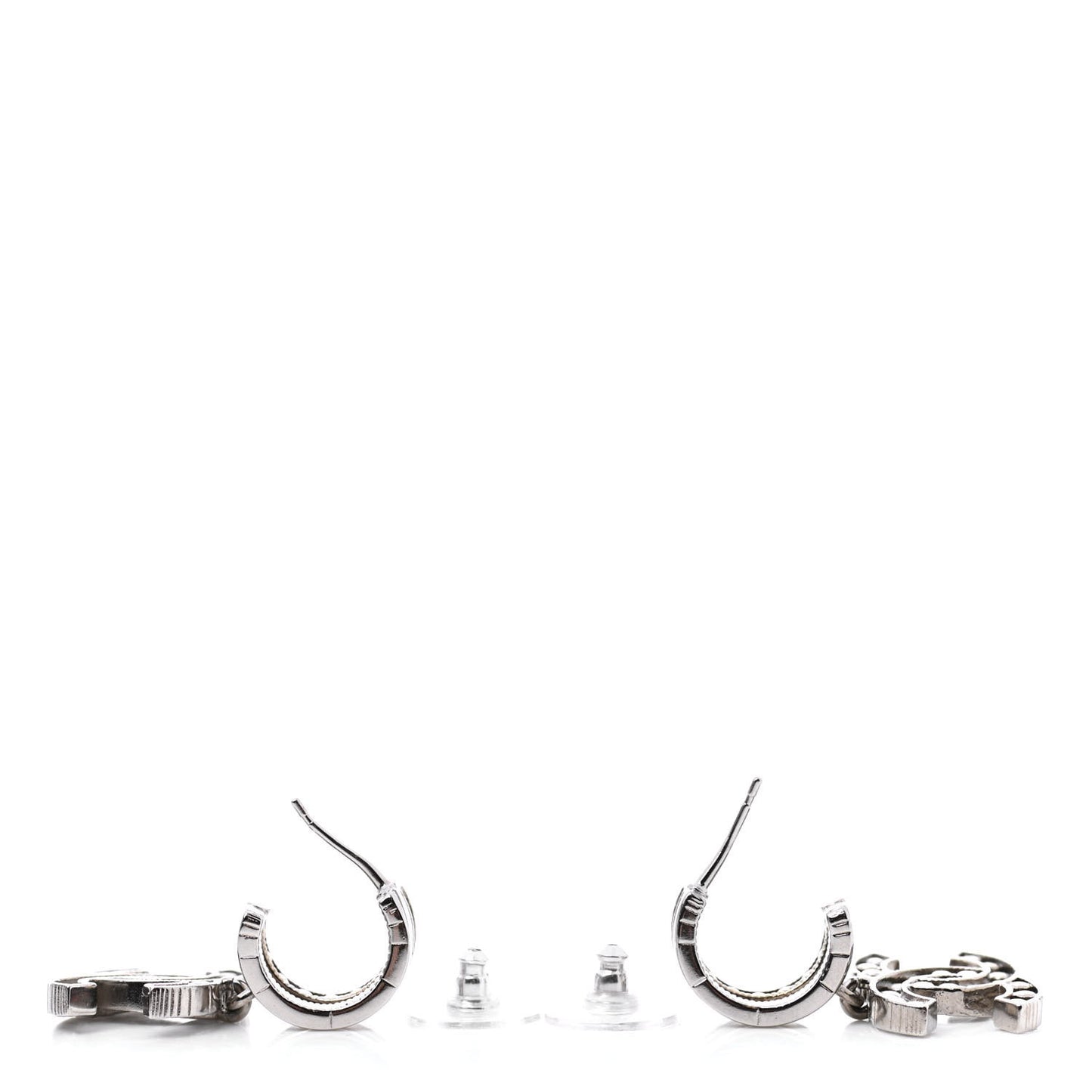 Crystal CC Drop Earrings Silver