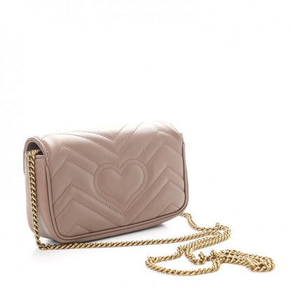 Gucci Calfskin Matelasse Super Mini GG Marmont Shoulder Bag Porcelain Rose 4 of 10