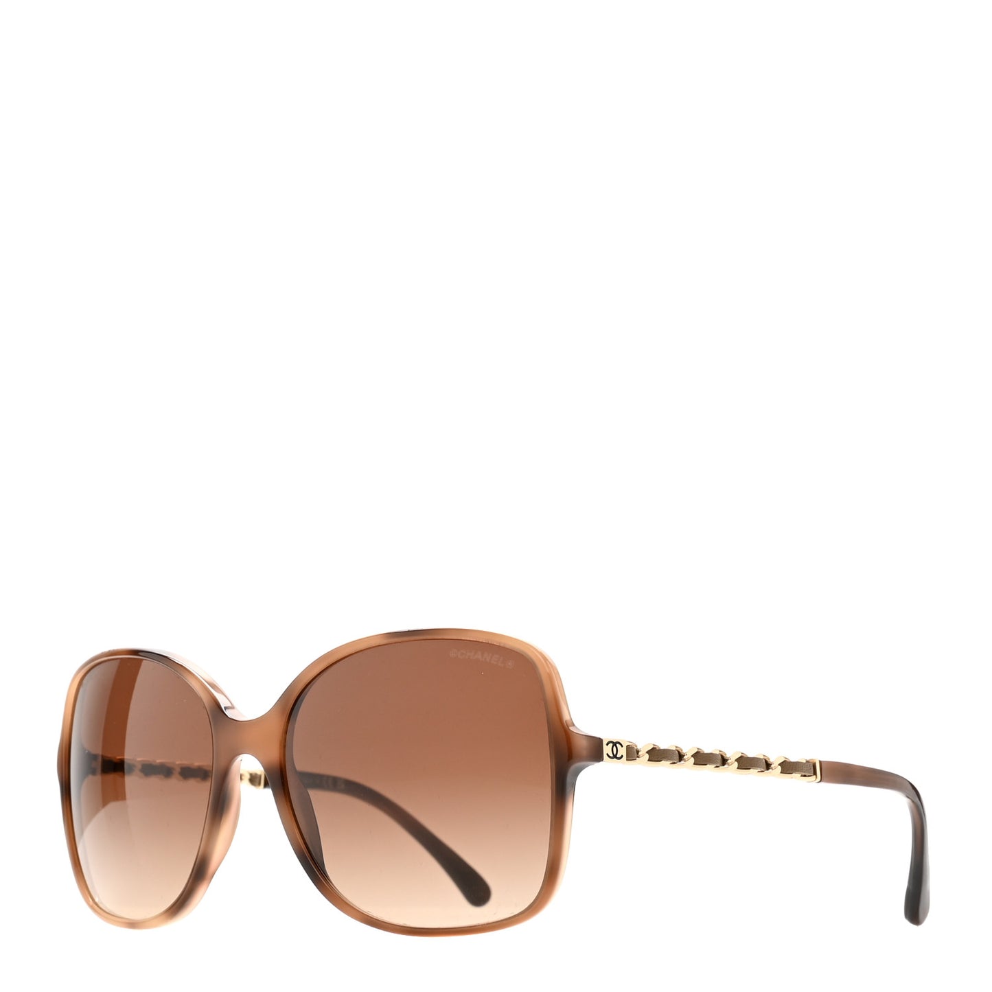 Acetate Metal Lambskin Chain Square Sunglasses 5210-Q Brown