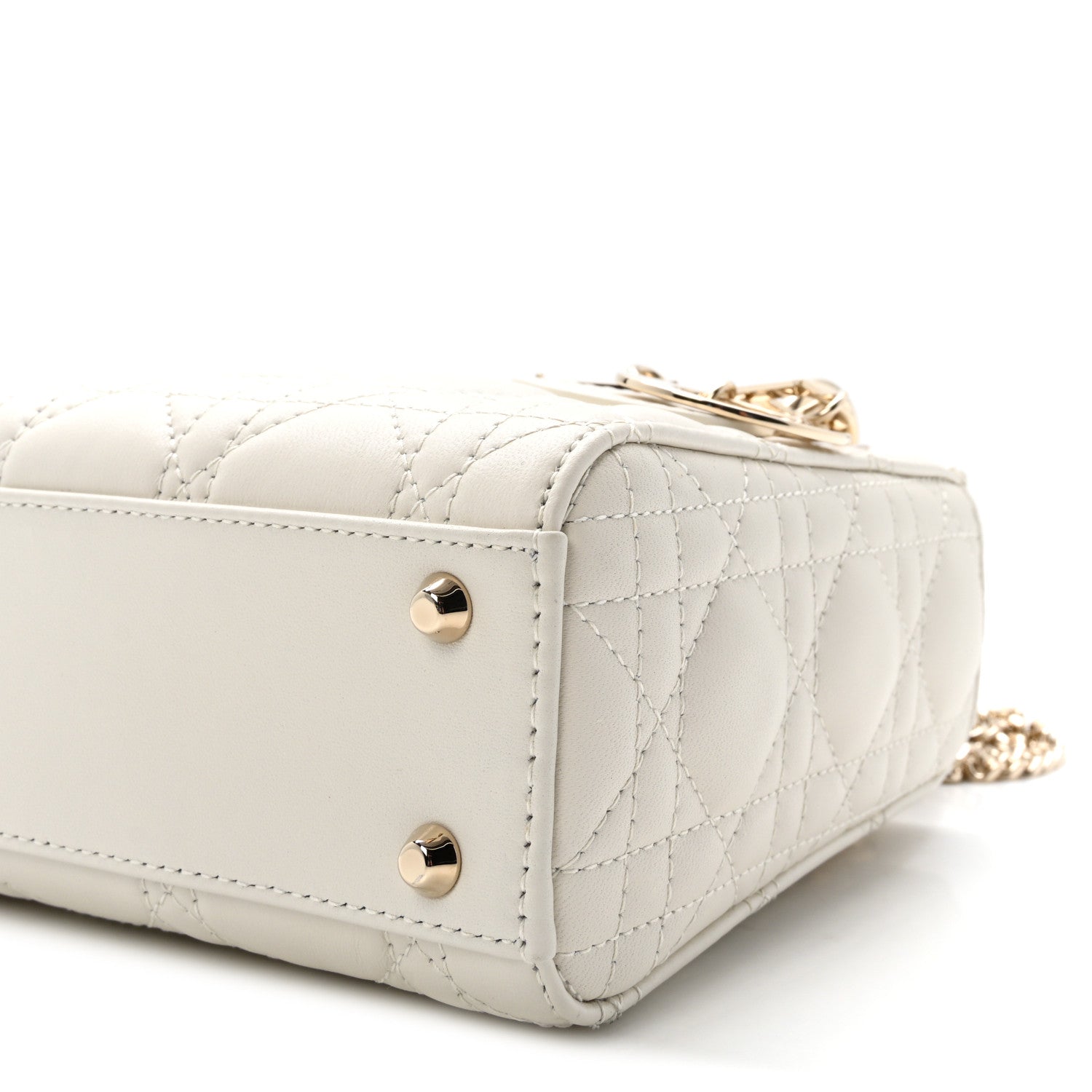 Christian Dior Lambskin Cannage Mini Lady Dior Latte 9 of 10