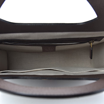 Gucci GG Supreme Monogram Textured Calfskin Web Medium Ophidia Slip Handle Tote Beige Ebony New Acero 5 of 10