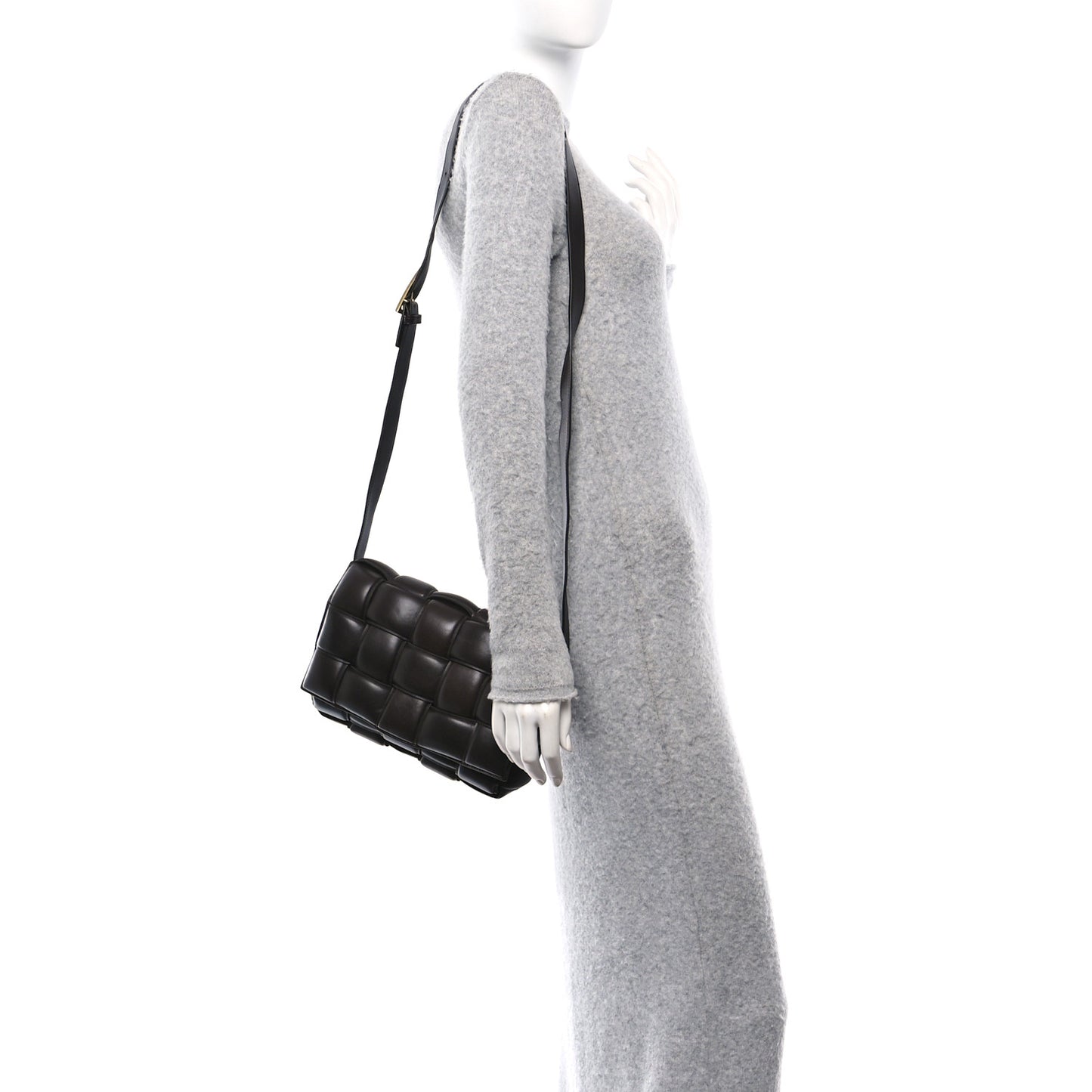 Nappa Maxi Intreccio Padded Cassette Crossbody Bag Fondente