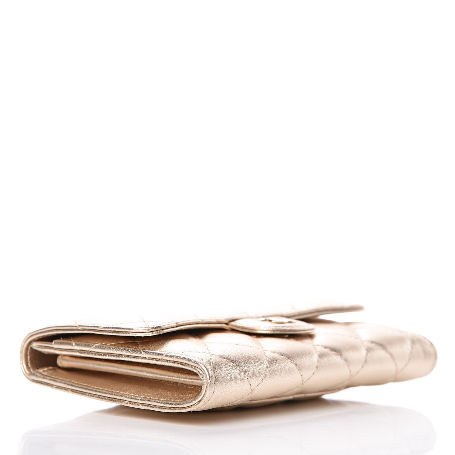 Chanel Lambskin Quilted Small Flap Wallet Pale Gold 4 of 10