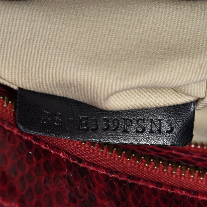 Valentino Garavani Snakeskin Rockstud Double Handle Tote Rouge 8 of 8
