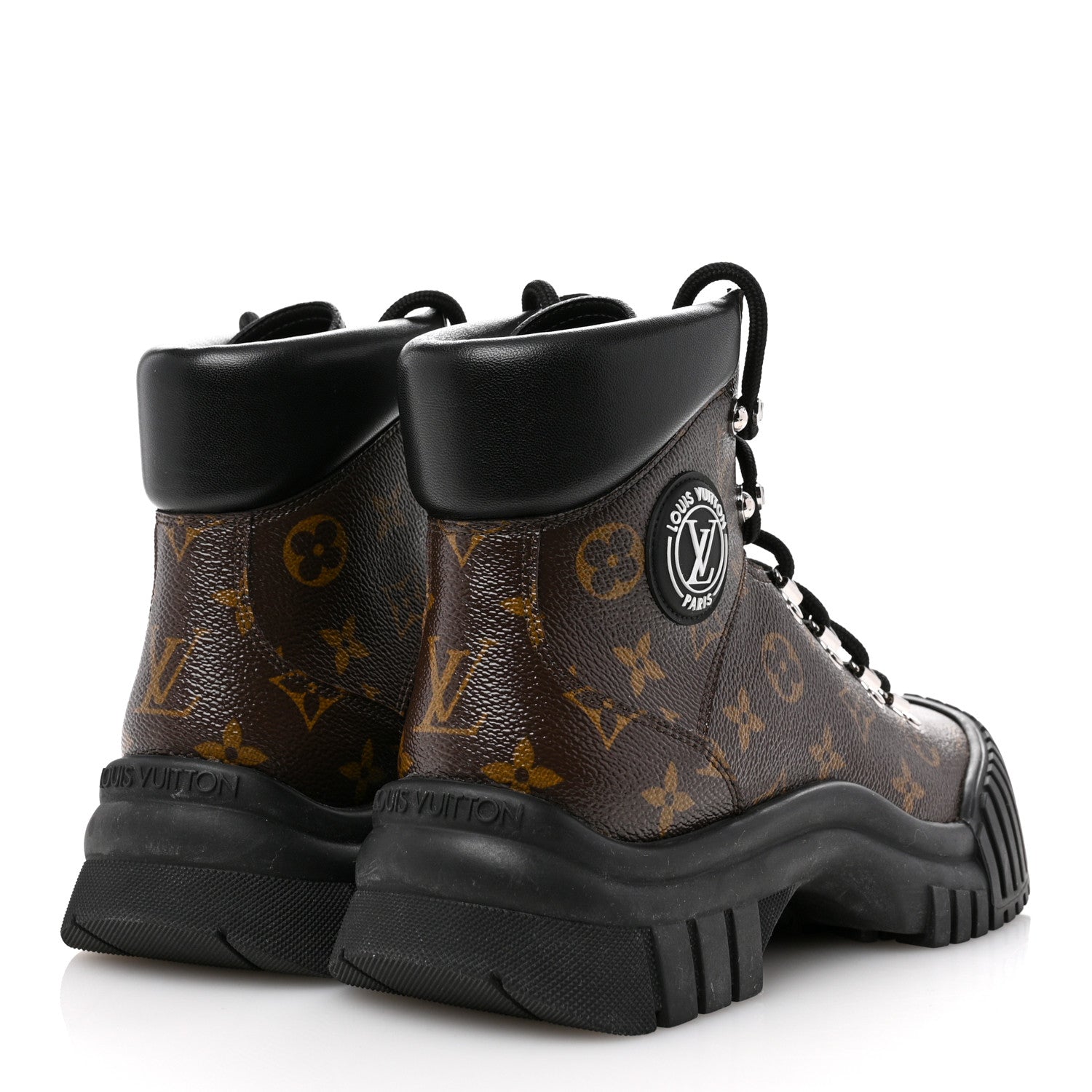 Louis Vuitton Calfskin Patent Monogram Ruby Flat Ranger Boots 39 Black 5 of 10