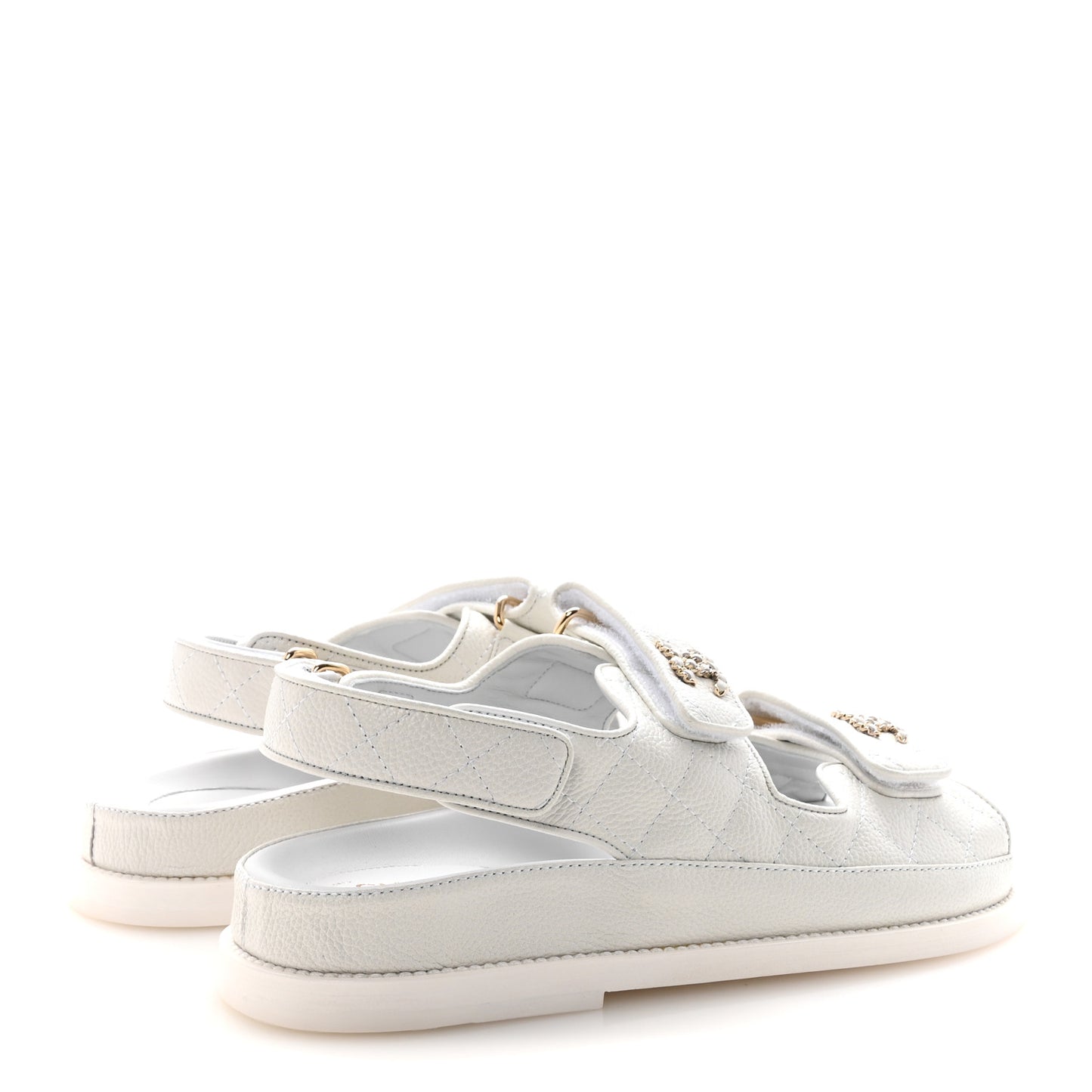 Grained Calfskin Velcro Dad Sandals 36.5 White