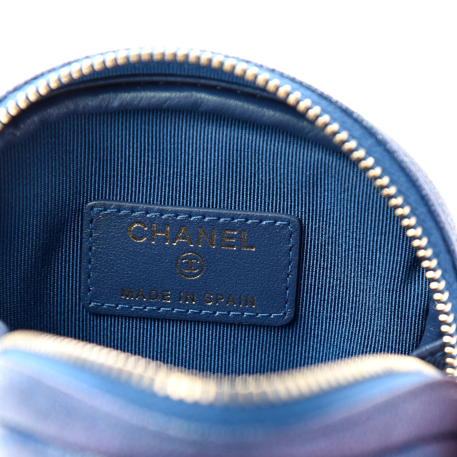 Chanel Iridescent Caviar Quilted Zip Around Classic Coin Purse Blue 6 of 8