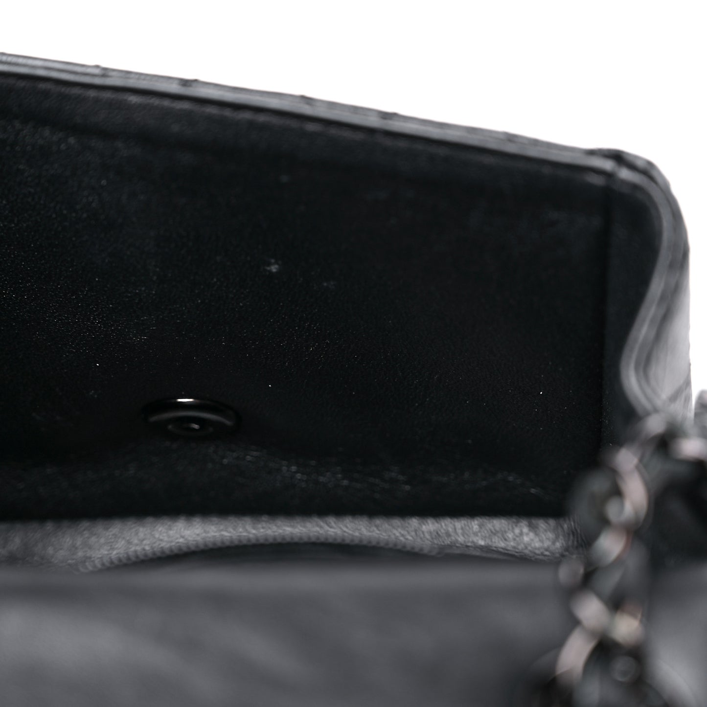 Crumpled Calfskin Quilted Mini Square Flap So Black