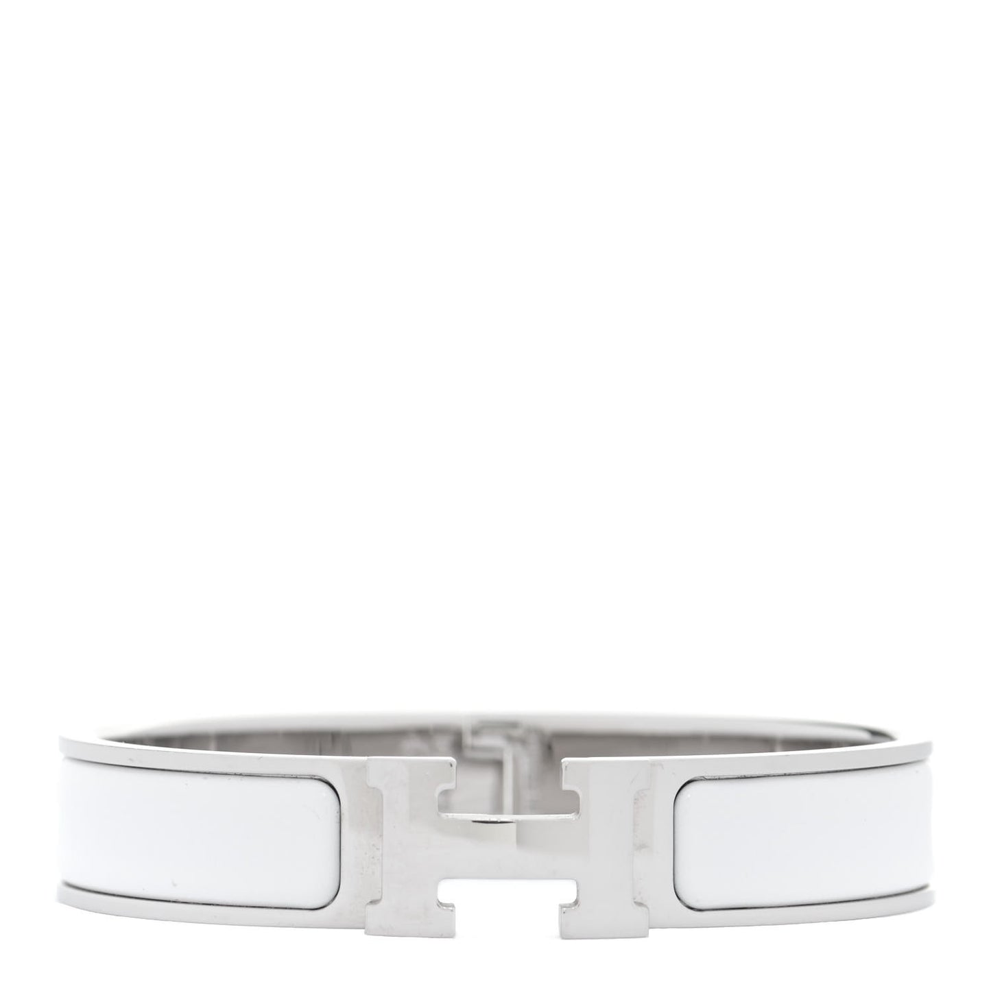 Enamel Narrow Clic Clac H Bracelet PM White
