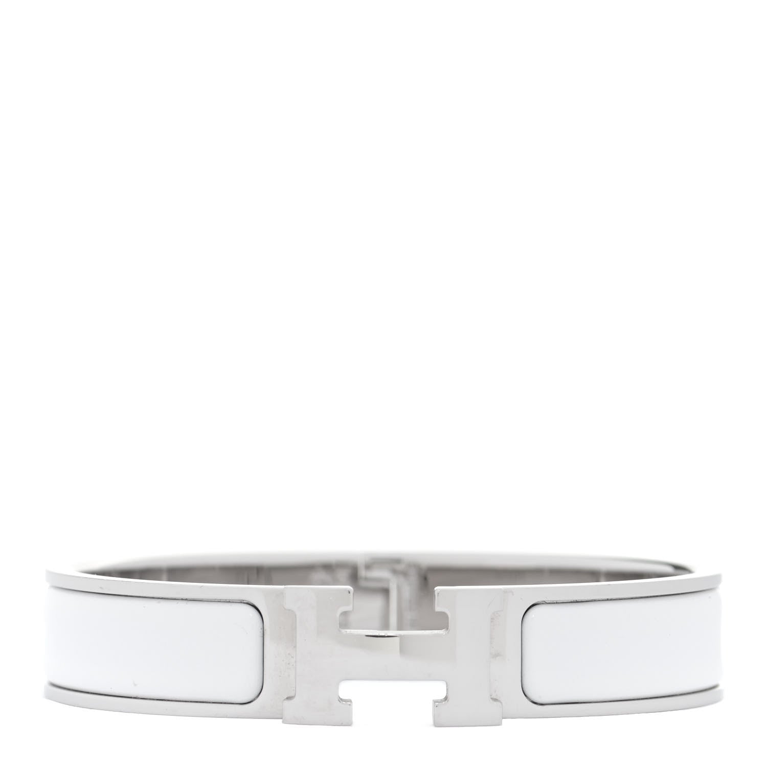 Hermes Enamel Narrow Clic Clac H Bracelet PM White 1 of 6