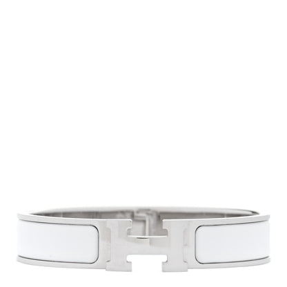 Hermes Enamel Narrow Clic Clac H Bracelet PM White 1 of 6