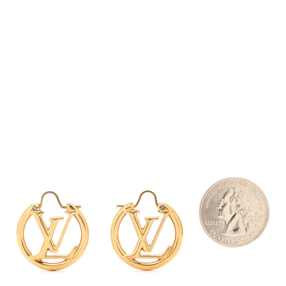 Louis Vuitton Metal Small Louise Hoop Earrings Gold 2 of 5