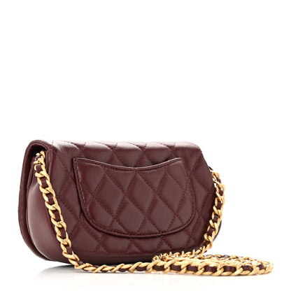 Chanel Calfskin Quilted Coco Mail Clutch With Chain Burgundy 3 of 12