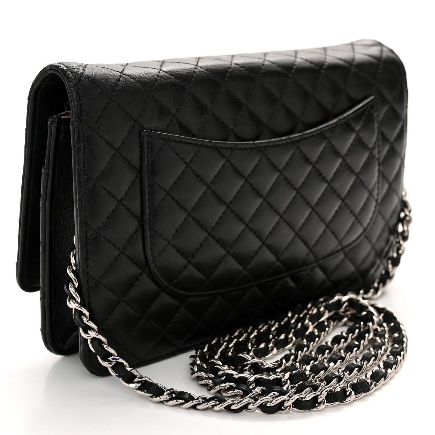 Lambskin Micro Quilted Wallet On Chain WOC Black
