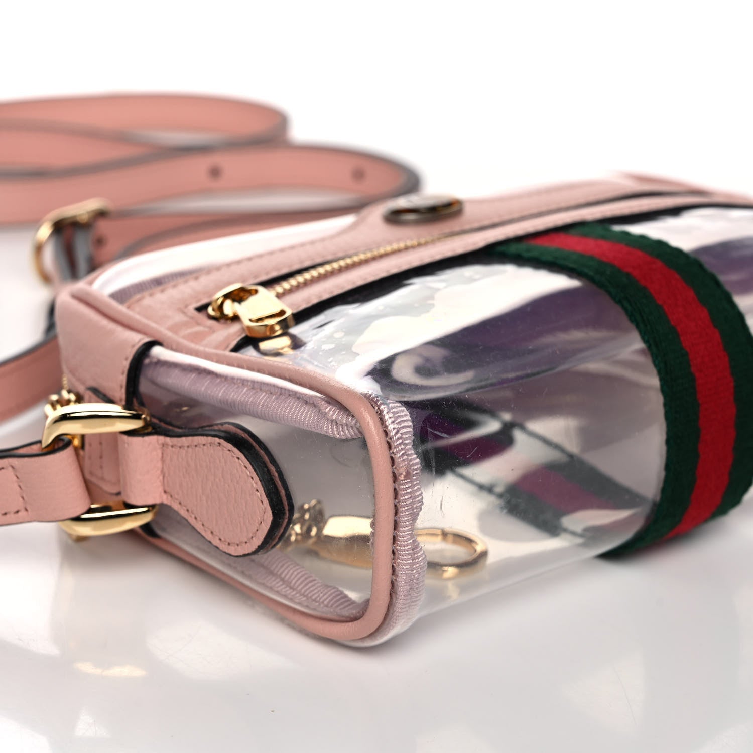 Gucci Vinyl Web Mini Ophidia Transparent Shoulder Bag Perfect Pink 7 of 11