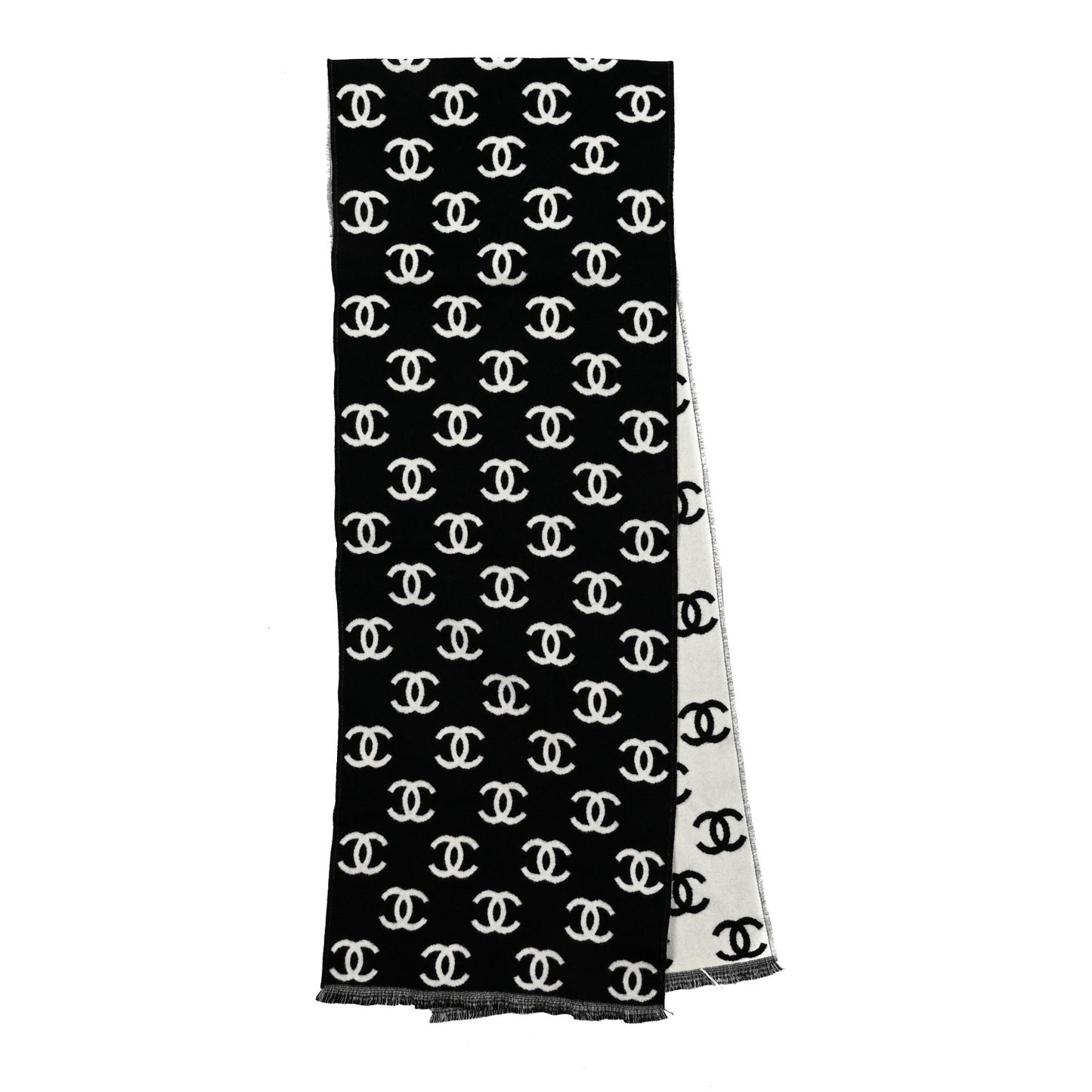 Wool Cashmere CC Scarf Black White