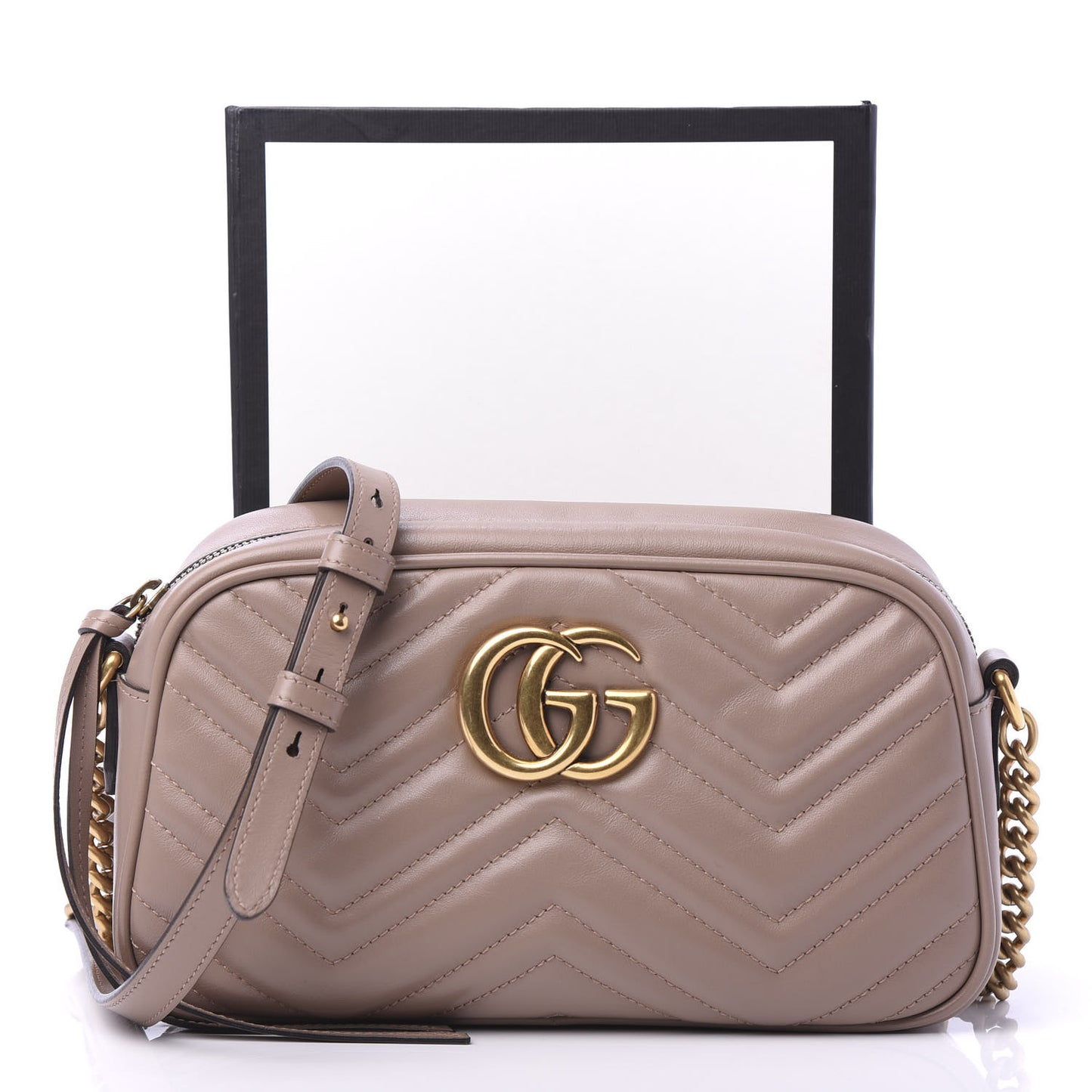 Calfskin Matelasse Small GG Marmont Chain Shoulder Bag Porcelain Rose